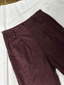 Maroon High-Waisted Pants