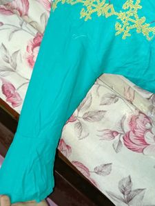 Embroidered Teal Top