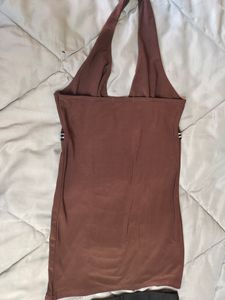 Brown Halter Top &amp; High-Waisted Shorts Set