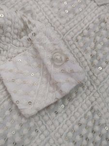 White Embroidered Kurta With Sequence Detailing