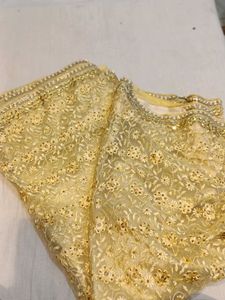New With Tag Golden Embroidered Saree💞