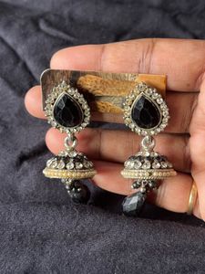 Elegant Black Jhumka Earrings