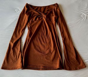 Pinterest Brown Long Sleeve Mini Dress