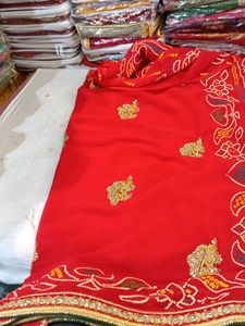 Red Bandhani Saree
