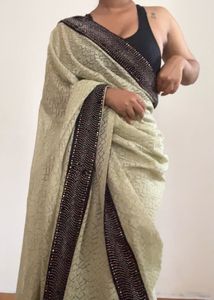 Sage Green Glitter Sequins Saree