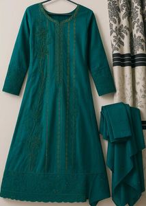 Emerald Green Embroidered Dress