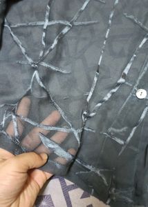 Transparent Navy Blue Top With Designs
