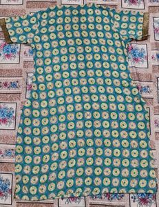 Teal and Gold Print Tunic Kurti