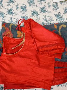 Elegant Red and Grey colour Saree