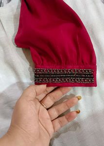 Elegant Magenta Cold Shoulder Top
