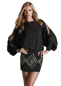 Y2k Festive Black Embellished Mini Party Dress