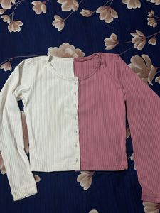 Pink & White Long Sleeve Top