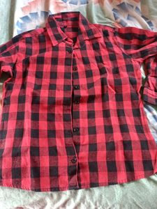 Pure Cotton Check Shirt For Women, Proper Size -S