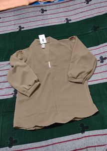 Olive Green Top With Pearl Beads Totally New.