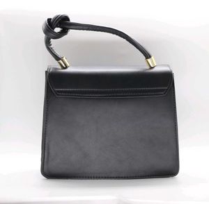 Black Top Handle Snake Print Bag