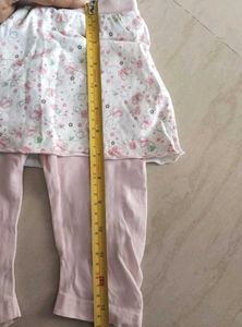 Skirt Attached Lower With T Shirt For Baby Girl