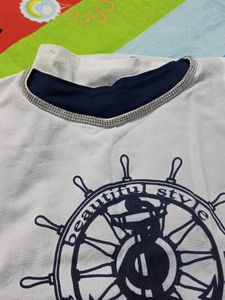 White And Neavy Blue Colour Top For Women.