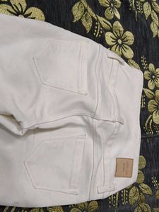High-Waisted White Jeans