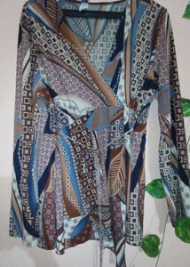 Silky Printed  Wrap Top