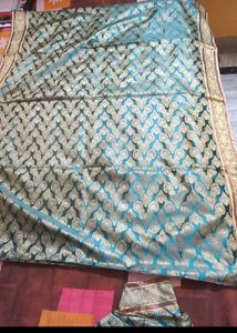Teal &amp; Gold Patterned Fabric