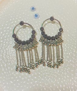 Silver Tone Floral Drop Earrings