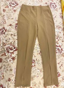 Brown Slit-Hem Pants