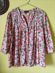 M&S Summer Pink Floral Blouse