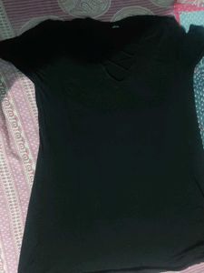 Black Crisscross V-Neck Tee