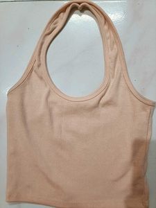 Peach Halter Fitted Top