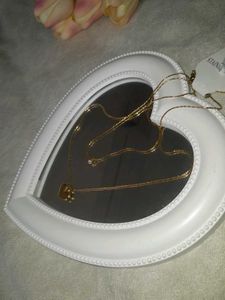 Solitaire &amp; Heart Pendant Necklace(ANTI TARNISH)