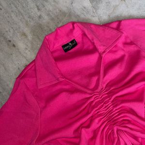 Pink Tie-Front Top