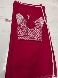 Pink Saree With Chikankari Blouse
