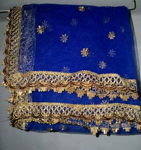 Clear Blue Shade Net Dupatta