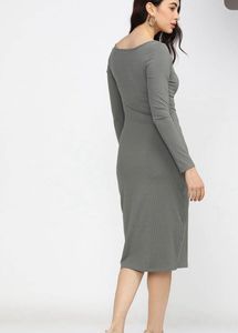 Elegant Grey Midi Dress