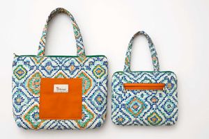 Patterned Handbag with two side pockets