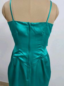 Emerald Satin Midi Dress
