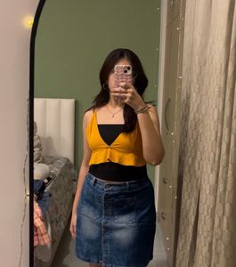 Orange Ruffle Crop Top