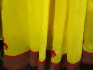 Brand New Yellow+With+Red Lace Border ChanderiSilk