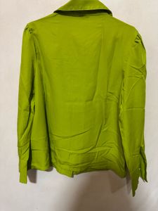 Green Shirt with Dramatic Collar