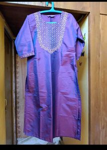 Purple Embroidered Kurta Set