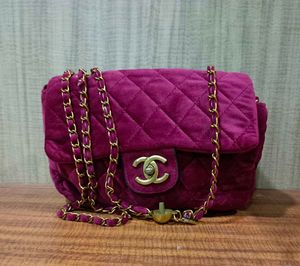 Chanel sling bag with velvet material