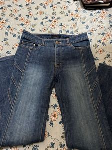 Y2K Flare Denim Jeans with Moto Stitch Detail