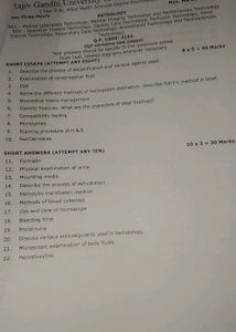Pathology Question Papers Qp Code 3154 Rajiv Gandh
