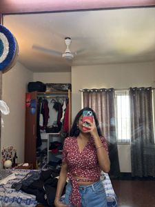 red wrap up shein top