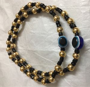 Evil eye Anklets With Gold&amp;black Beads