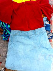 Red &amp; Blue denim Dress