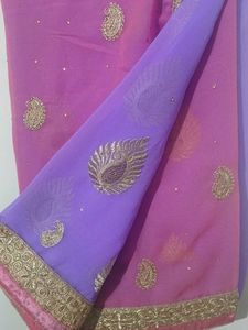 Elegant Pink &amp; Lilac Saree