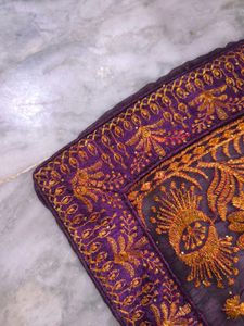 Purple organza saree