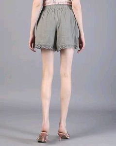 Cute Olive Green Lace Shorts