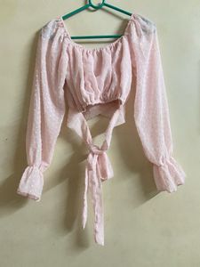 Pink Long Sleeve Crop Top